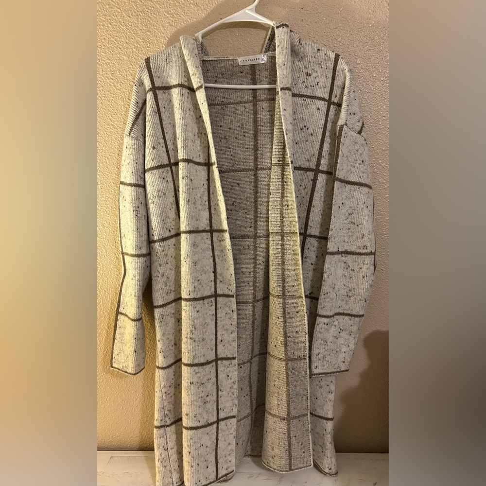 Cozy Beige Plaid Cardigan